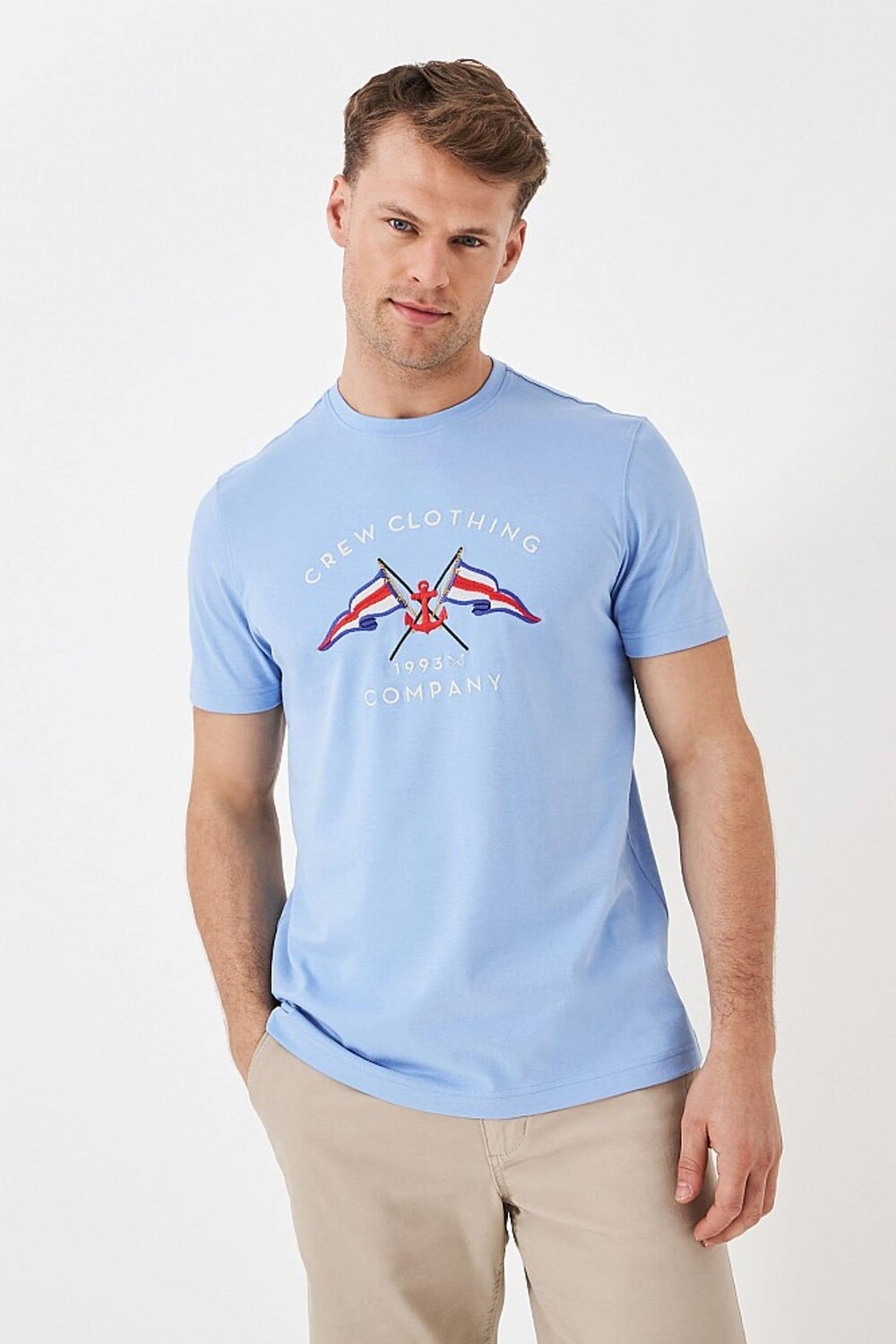 

Классическая футболка из хлопка с рисунком Crew Clothing Company, синий