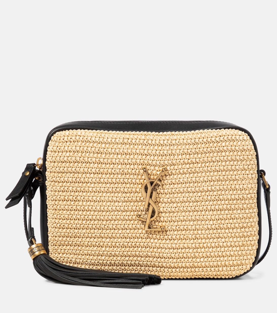 

Сумка через плечо Lou Camera из рафии Saint Laurent, бежевый