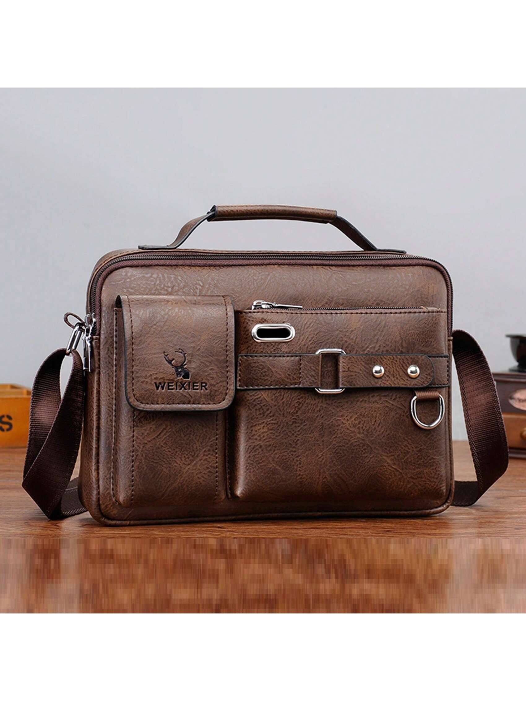 1 шт. сумка на одно плечо/сумка через плечо/деловой портфель/сумка для офиса/рабочего места, мокко браун