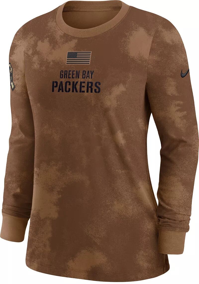 

Женская коричневая футболка с длинным рукавом Nike Green Bay Packers 2023 Salute to Service