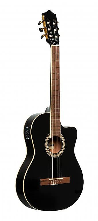 Акустическая гитара STAGG SCL60 TCE-BLK CLASSICAL GUITAR ACOUSTIC-ELECTRIC THIN BODY SPRUCE BLACK