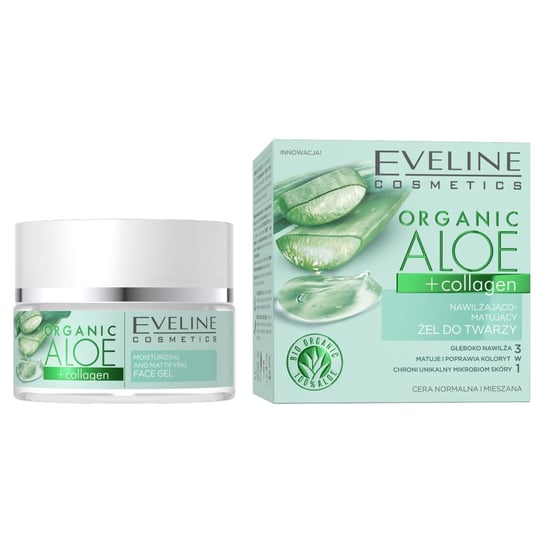 Увлажняющий и матирующий гель для лица 5050мл Eveline Cosmetics Organic Aloe + Collagen