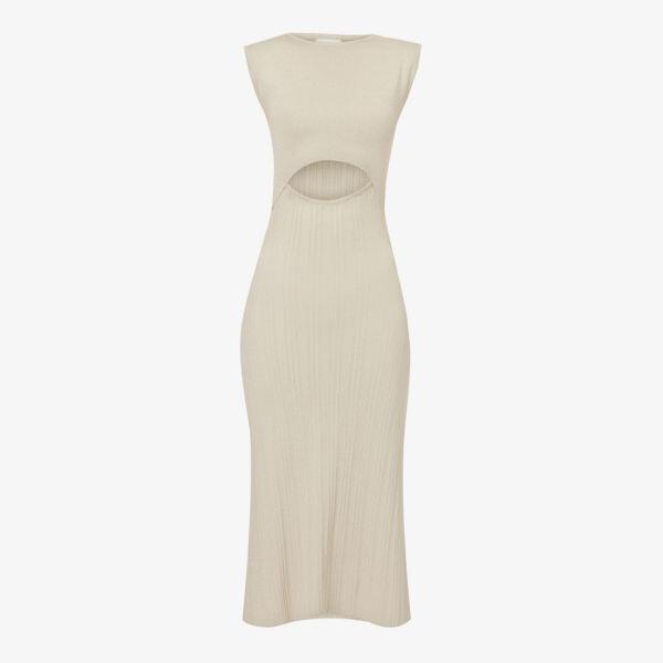 

Трикотажное платье миди Georgie с вырезами Pretty Lavish, цвет champagne metallic