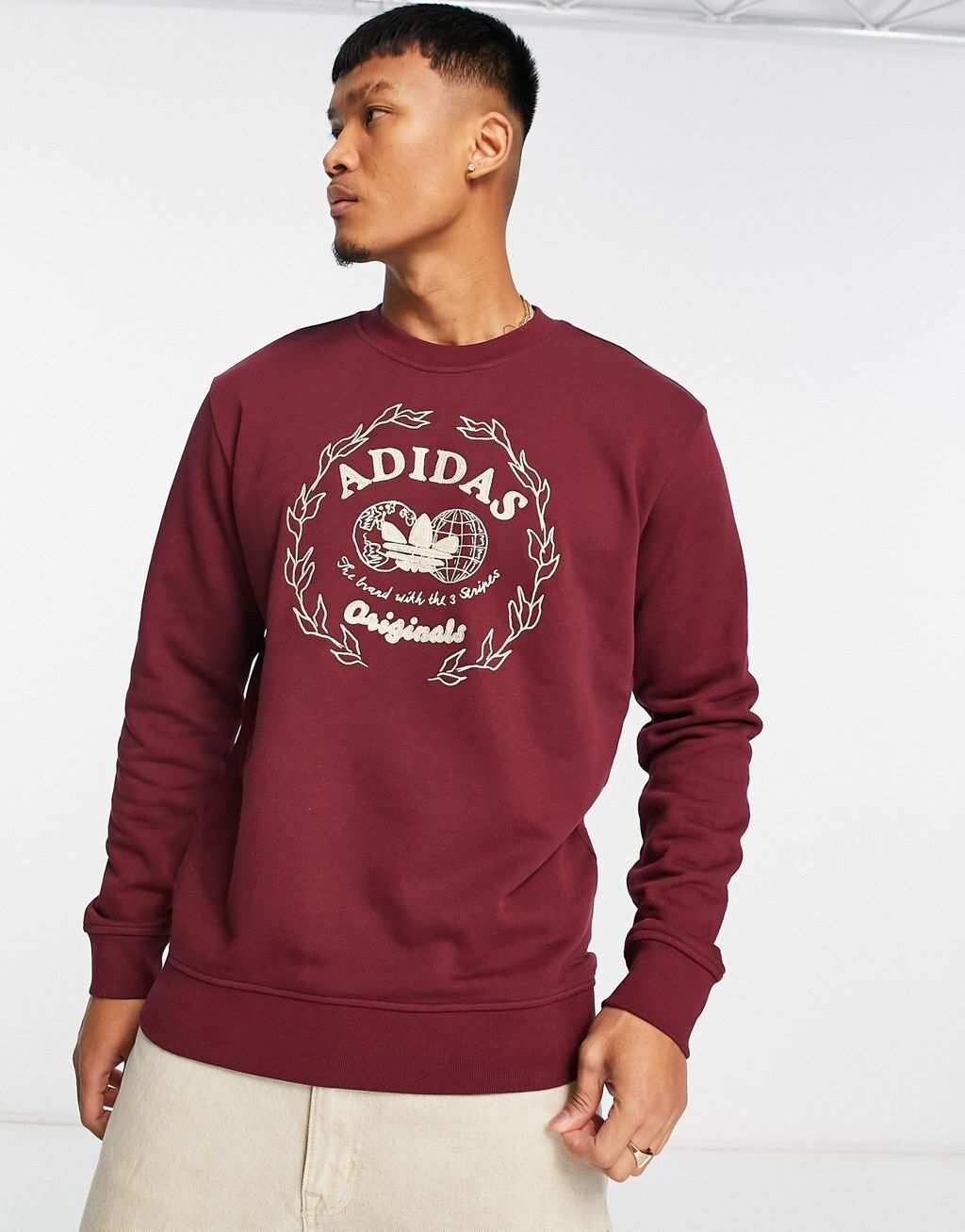

Темно-красная толстовка с большим логотипом adidas Originals, Красный