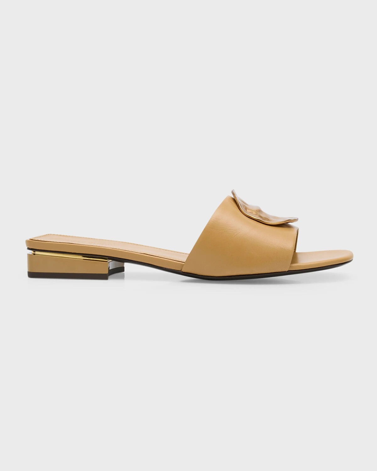 

Кожаные шлепанцы Patos Disc Tory Burch, цвет Ginger Shortbread Gold Gold