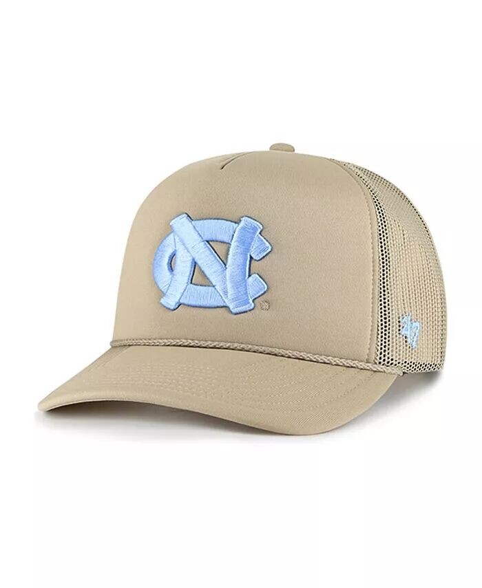 

Мужская шляпа цвета хаки North Carolina Tar Heels из пенопласта с сеткой спереди Trucker Snapback '47 Brand, коричневый