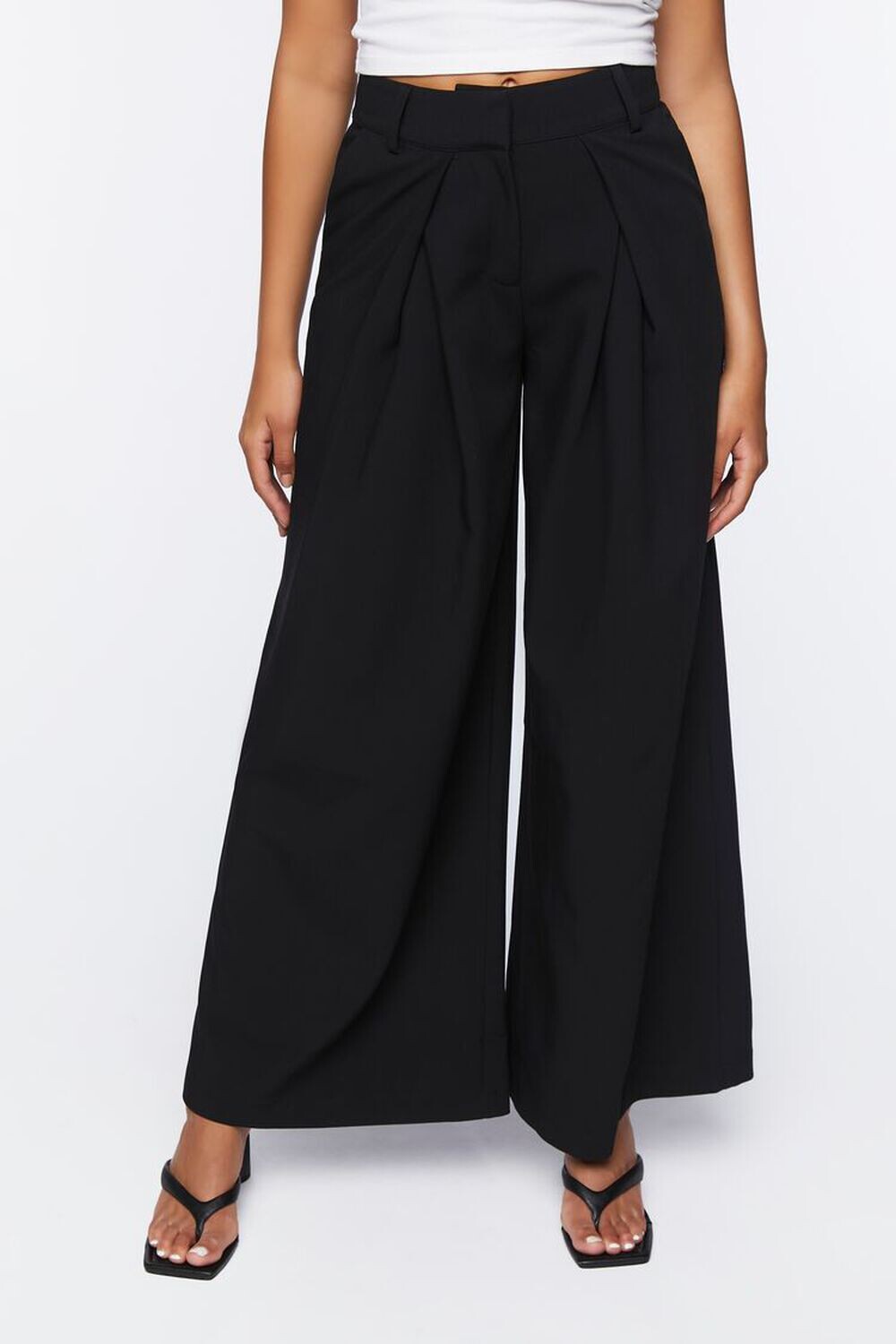 

Широкие брюки со складками Forever 21, черный