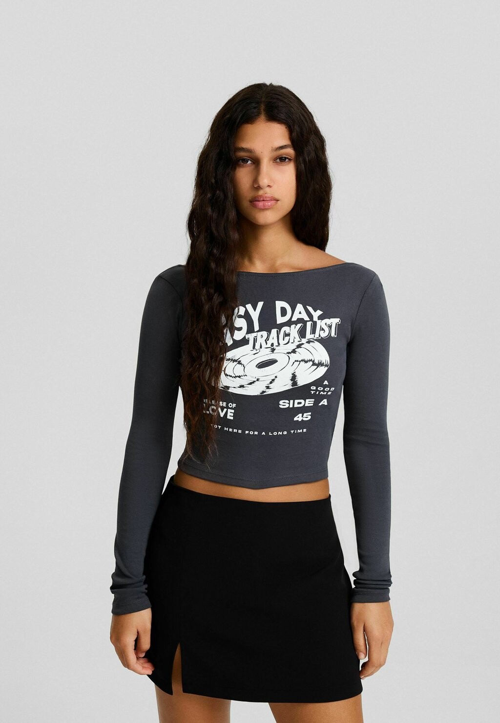 

Блузка с длинными рукавами Bershka, серый