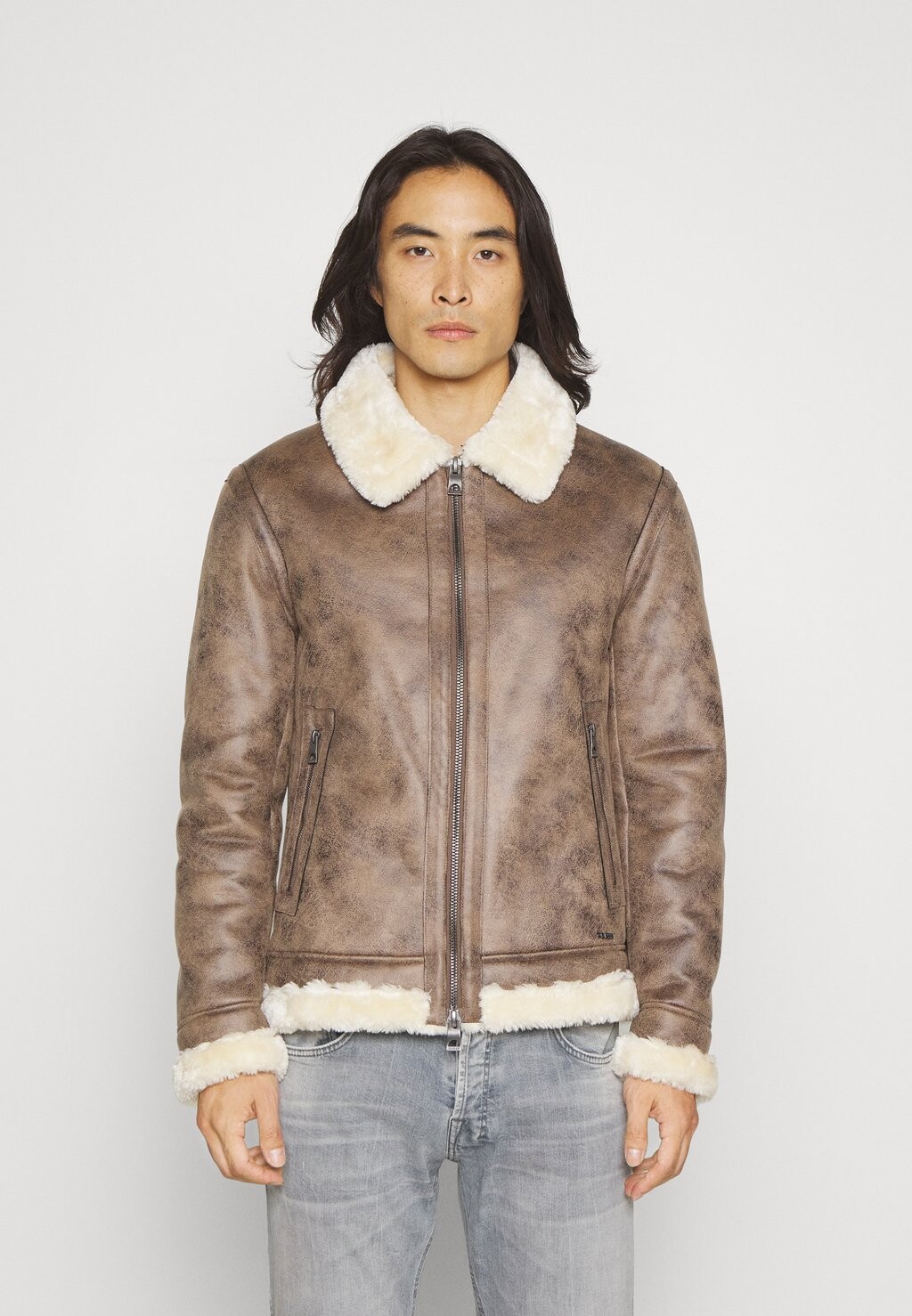

Куртка из искусственной кожи SHEARLING AVIATOR Guess, горько-сладкий какао