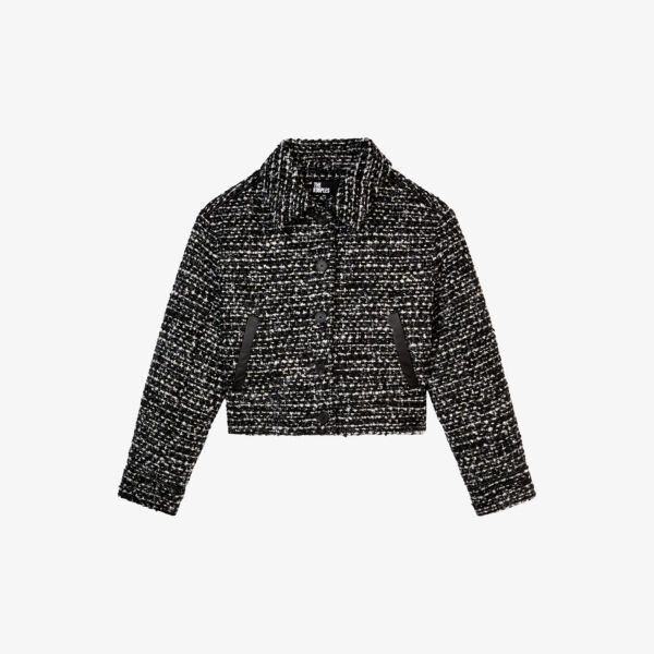 

Твидовый жакет с контрастной отделкой The Kooples, черный