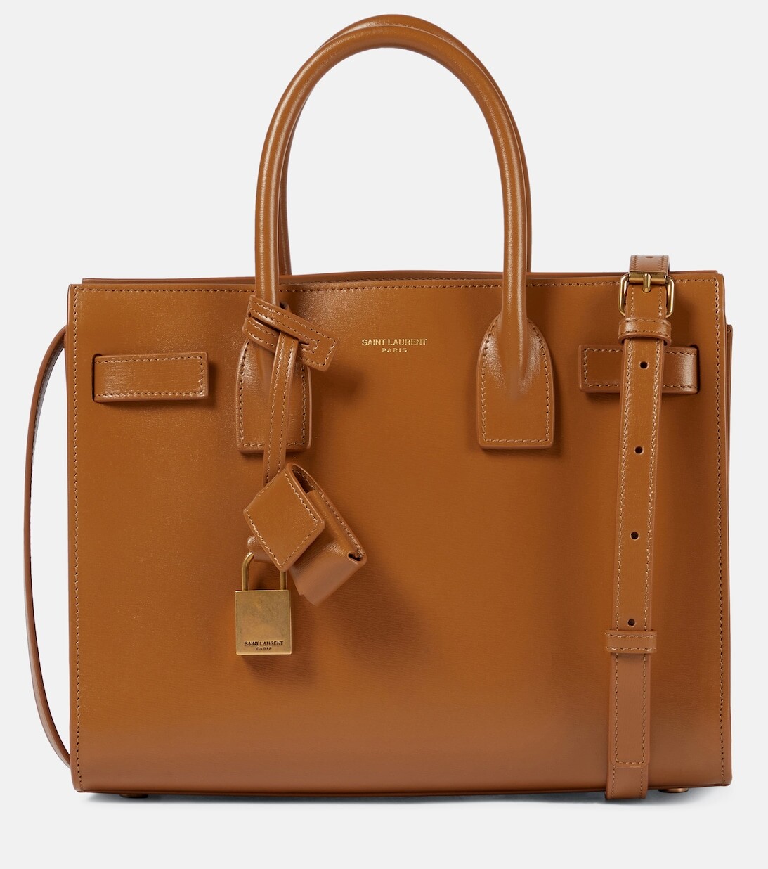 

Sac De Jour Baby Маленькая кожаная сумка-тоут Saint Laurent, коричневый