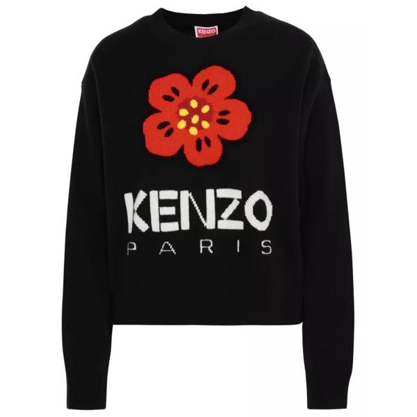 Свитер boke flower sweater in wool Kenzo, черный sweater skirt wool cap with flower fit 18 inch american