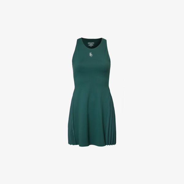 Мини-платье без рукавов из эластичной ткани с вышитым логотипом Sporty & Rich, цвет forest