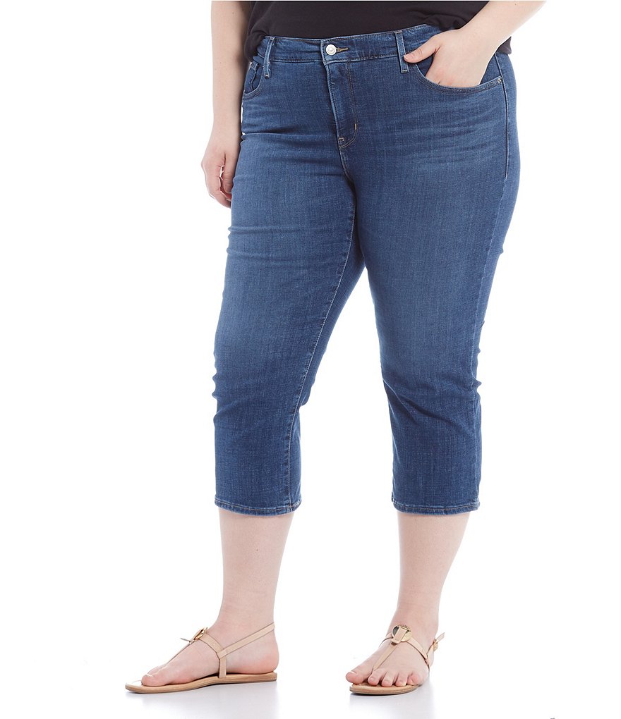 Корректирующие джинсы-капри Levi's больших размеров, синий цена и фото