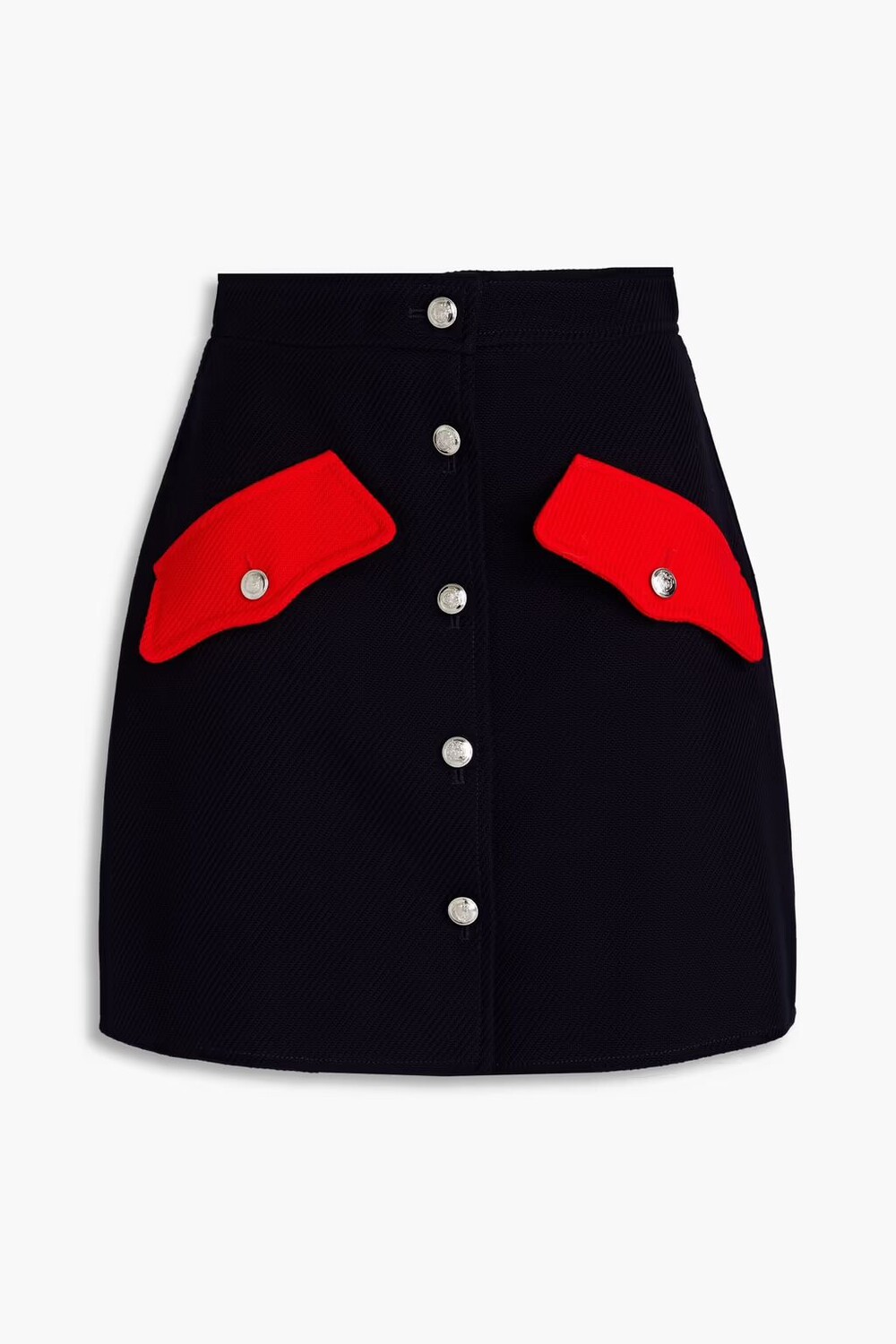 

Двухцветная мини-юбка из хлопкового твида Boutique Moschino, темно-синий