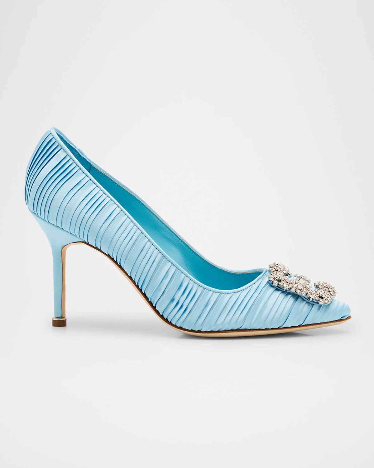 

Атласные туфли Hangisi со складками и пряжкой Manolo Blahnik, красный