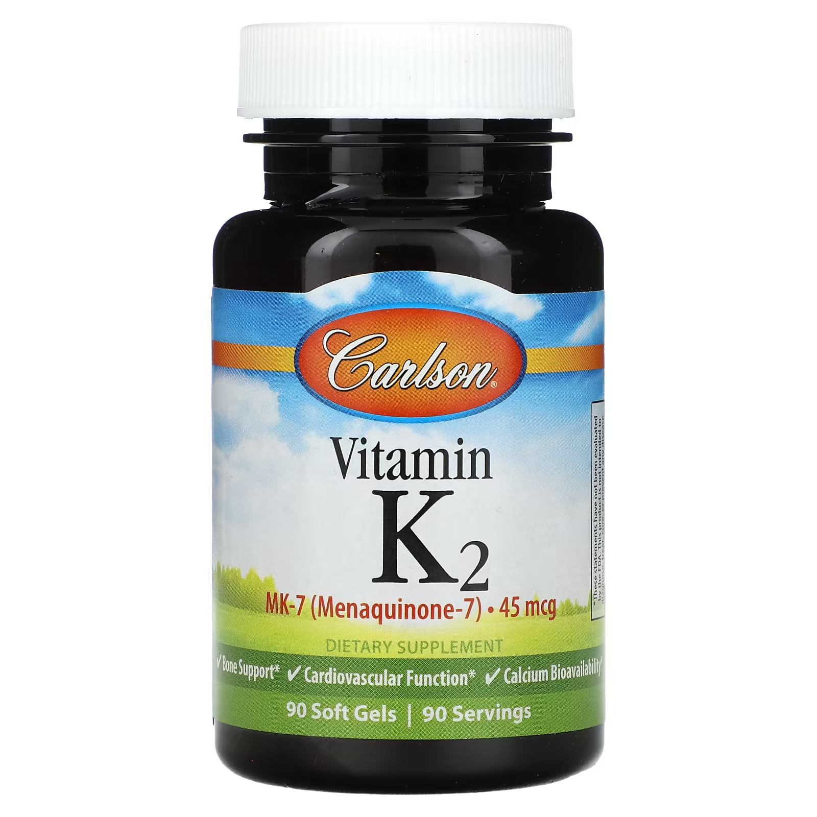 Витамин K2 Carlson MK-7 45 мкг, 90 мягких таблеток carlson витамин k2 mk 7 менахинон 7 45 мкг 180 мягких таблеток
