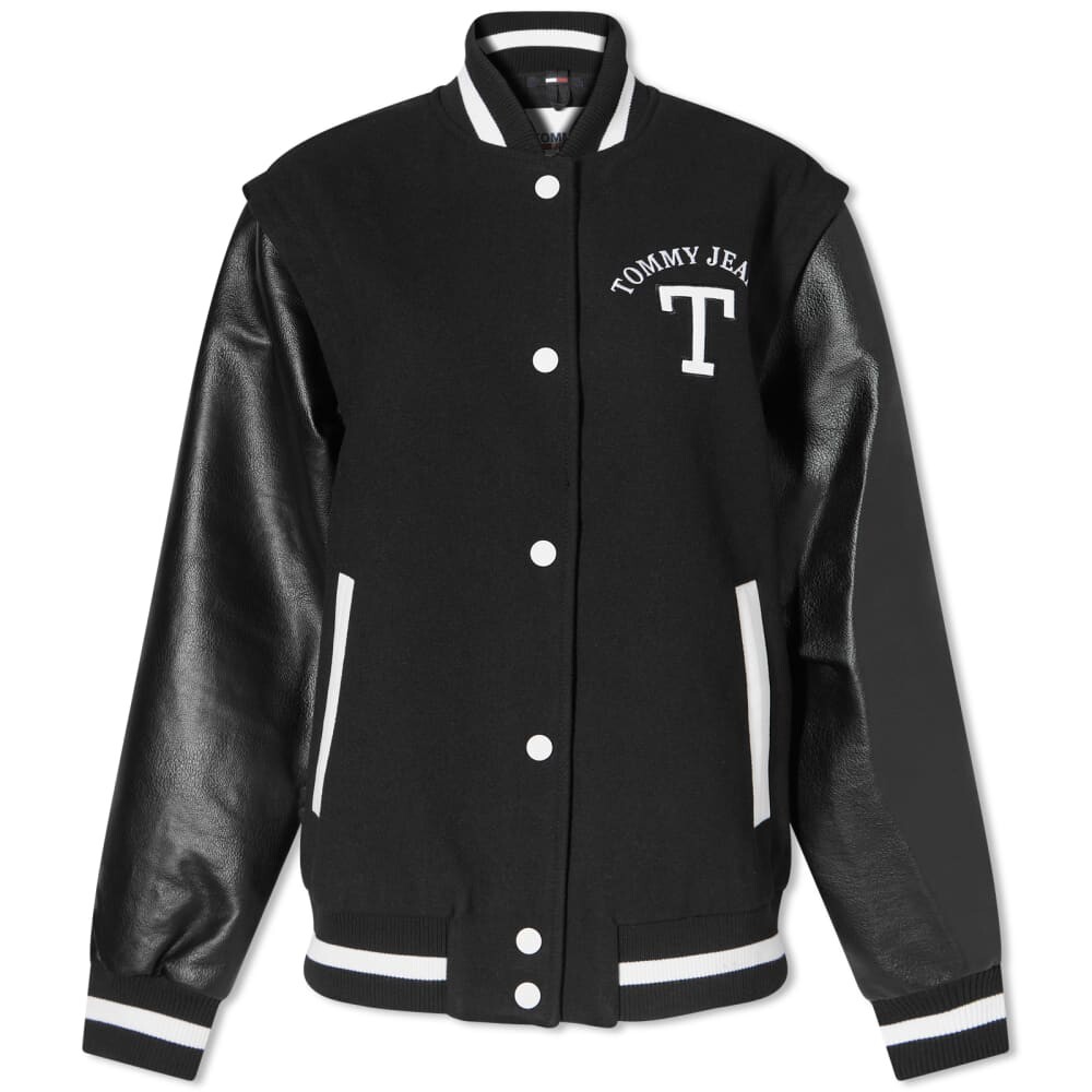 

Куртка Letterman на молнии с открытыми рукавами Tommy Jeans, черный