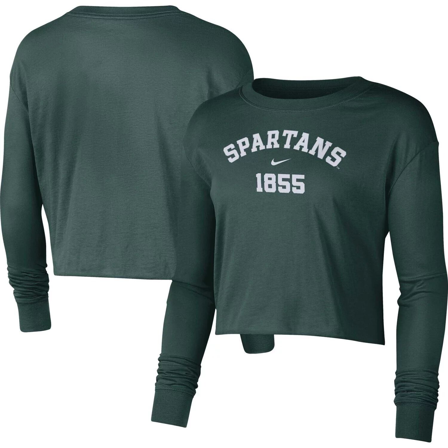 

Женские кроссовки Nike Green Michigan State Spartans Est. Укороченная футболка с длинным рукавом Nike
