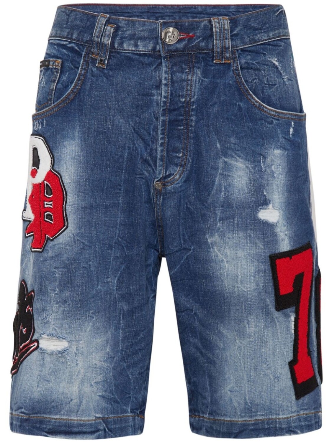 

Philipp Plein джинсовые шорты с эффектом потертости, синий