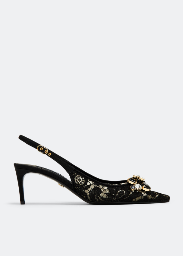 Туфли Dolce&Gabbana Lace Slingback, черный туфли лодочки с ремешком на пятке tamaris черный