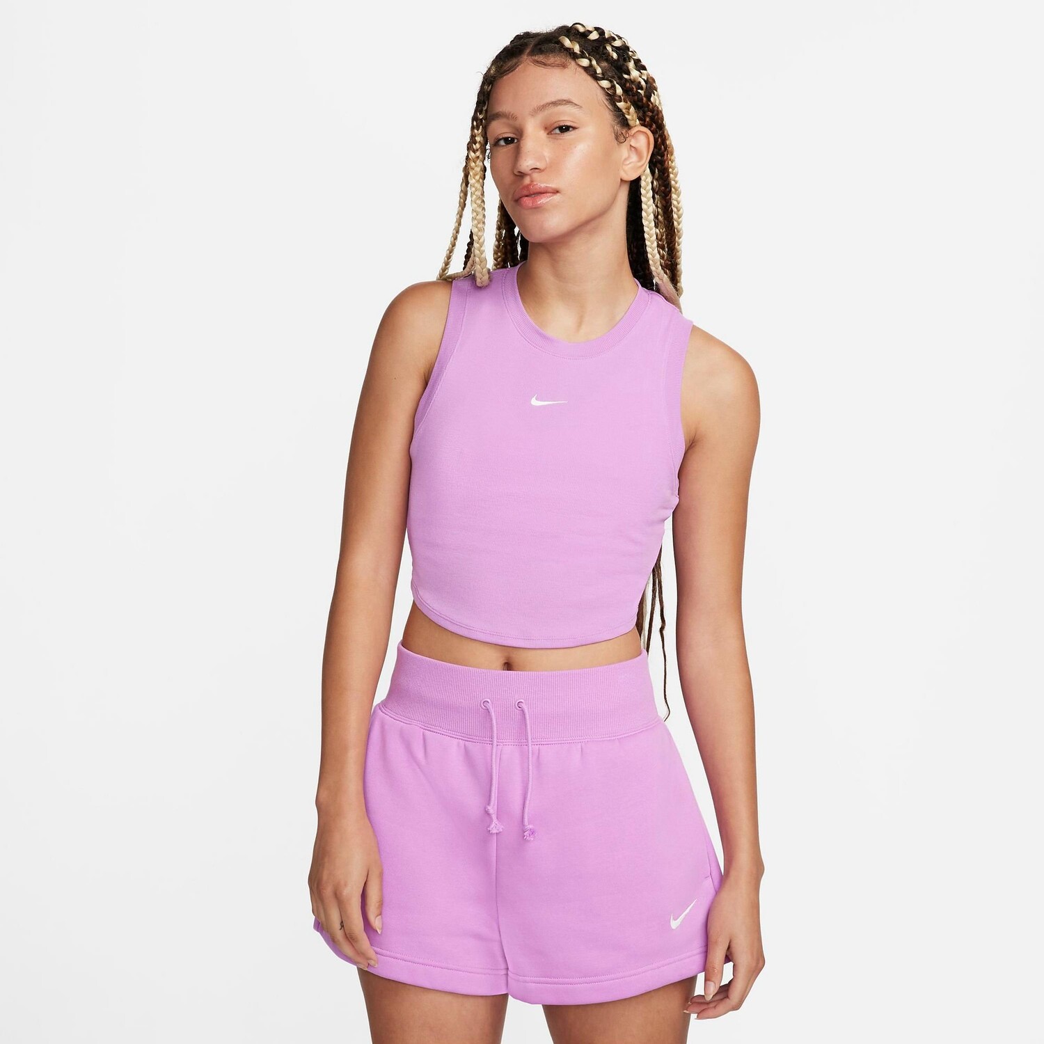 

Женская укороченная майка в рубчик Nike Sportswear Essential, фиолетовый