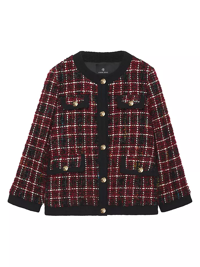 

Жакет в клетку Lydia из смесовой шерсти Anine Bing, цвет cherry plaid
