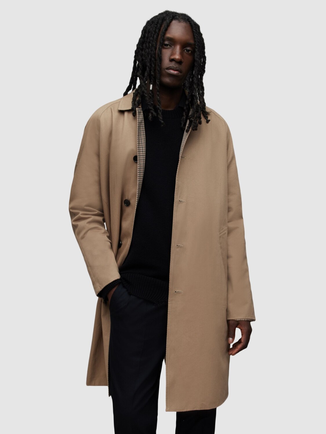 

Длинное пальто Denman AllSaints, песочно-коричневый
