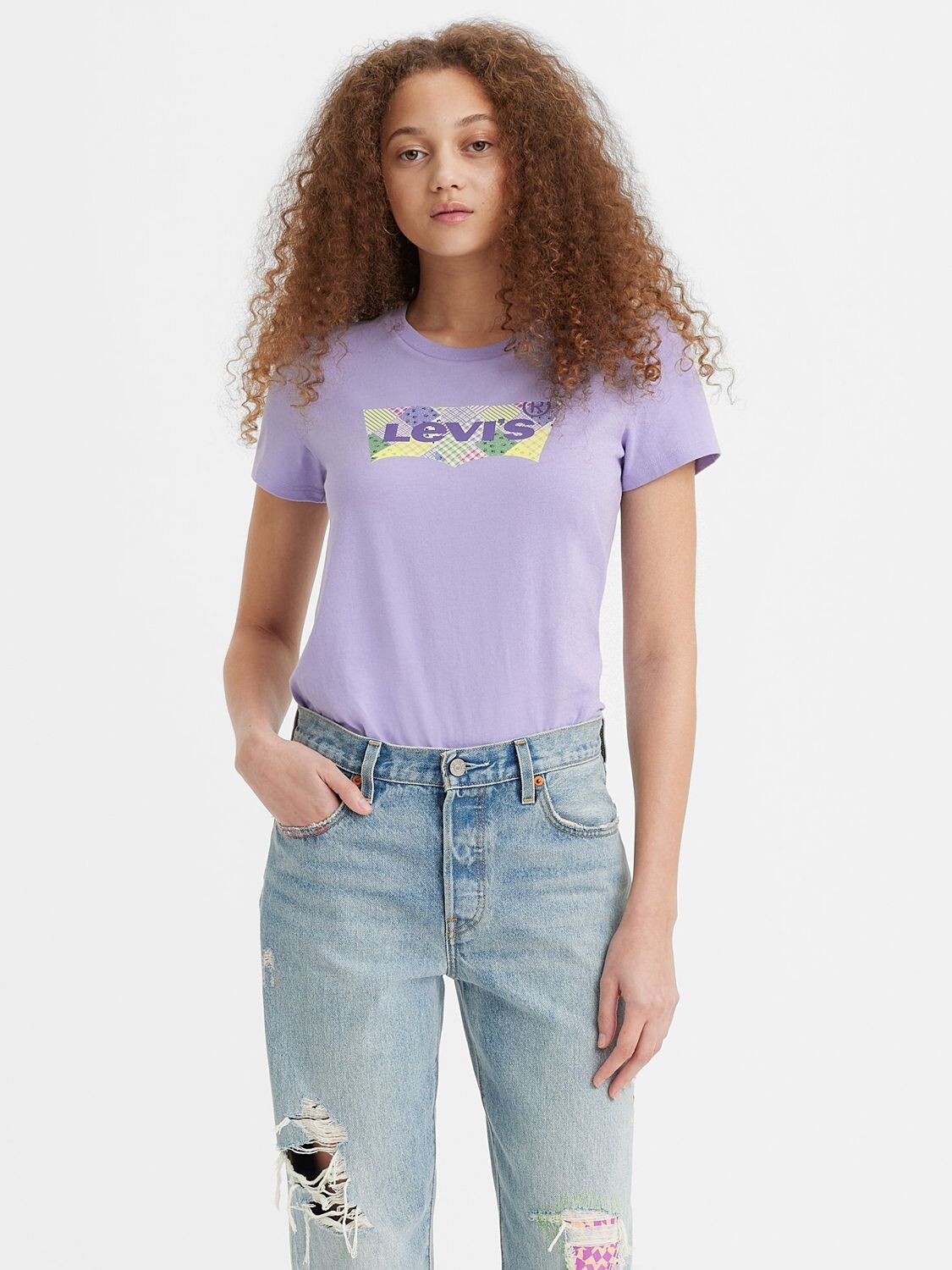 

Футболка с логотипом Levi's Perfect Patchwork, цвет летучая мышь, синий