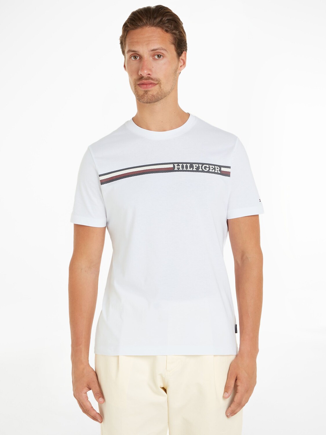 

Футболка с полосками на груди Monotype Tommy Hilfiger, белый