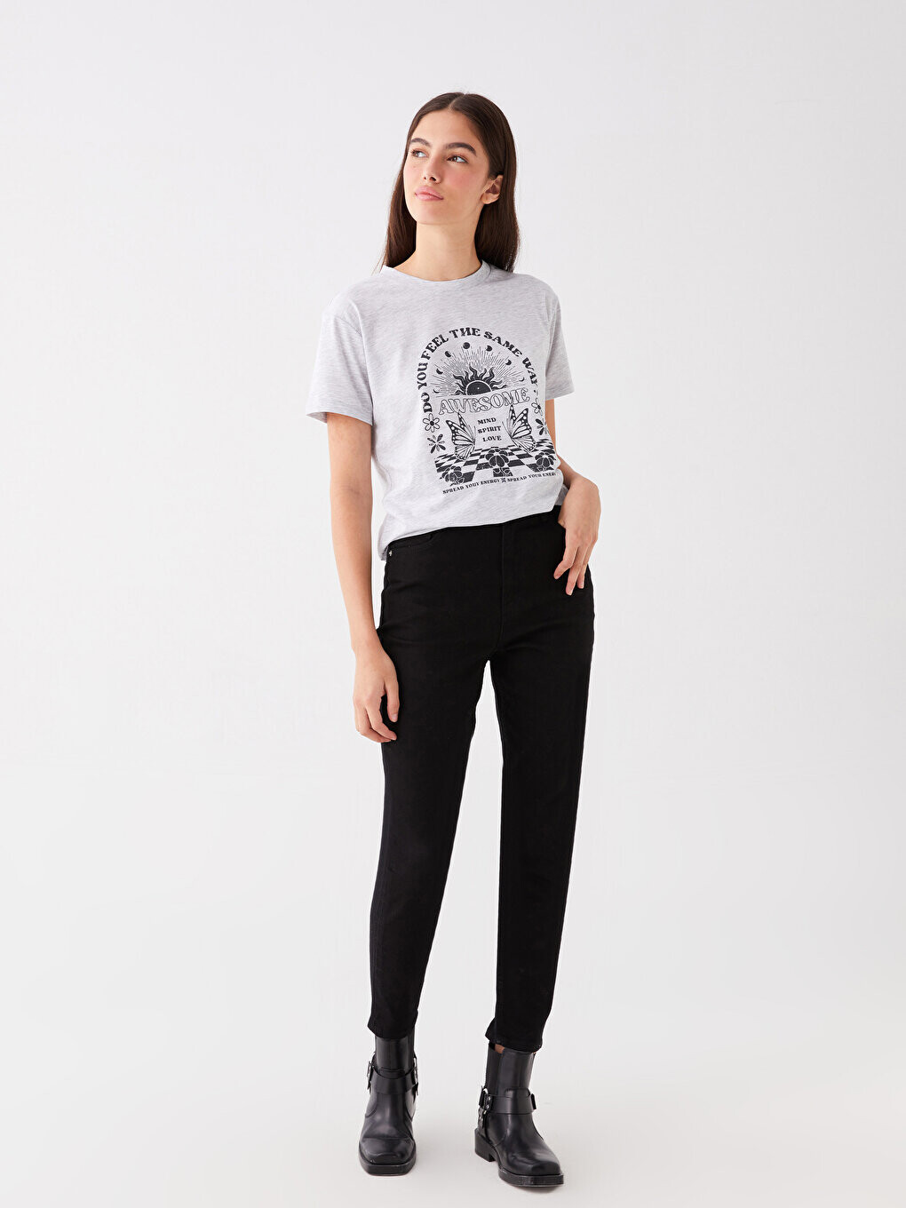 

Женские джинсовые брюки Slim Mom LCW Jeans, черное родео, Черный