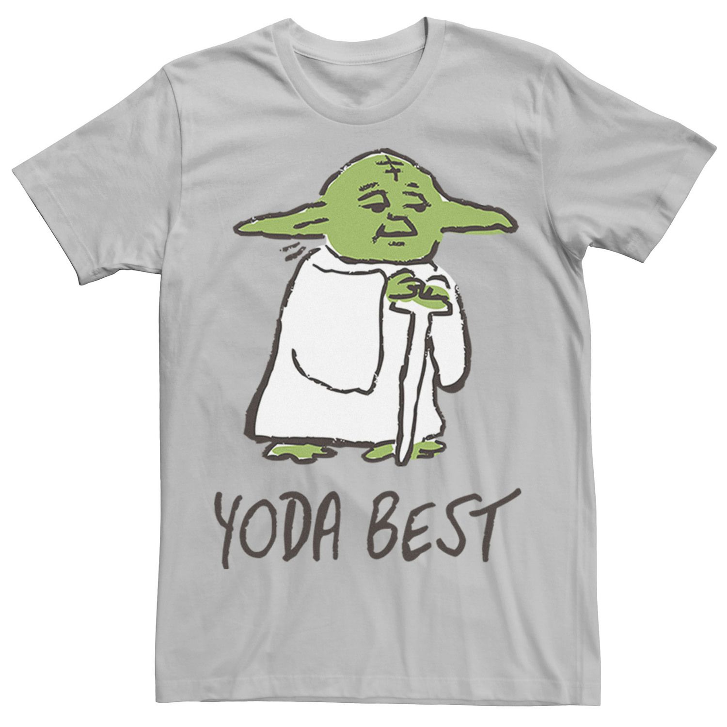 Мужская футболка с лучшим портретным эскизом «Звездные войны Йода» Star Wars, серебристый