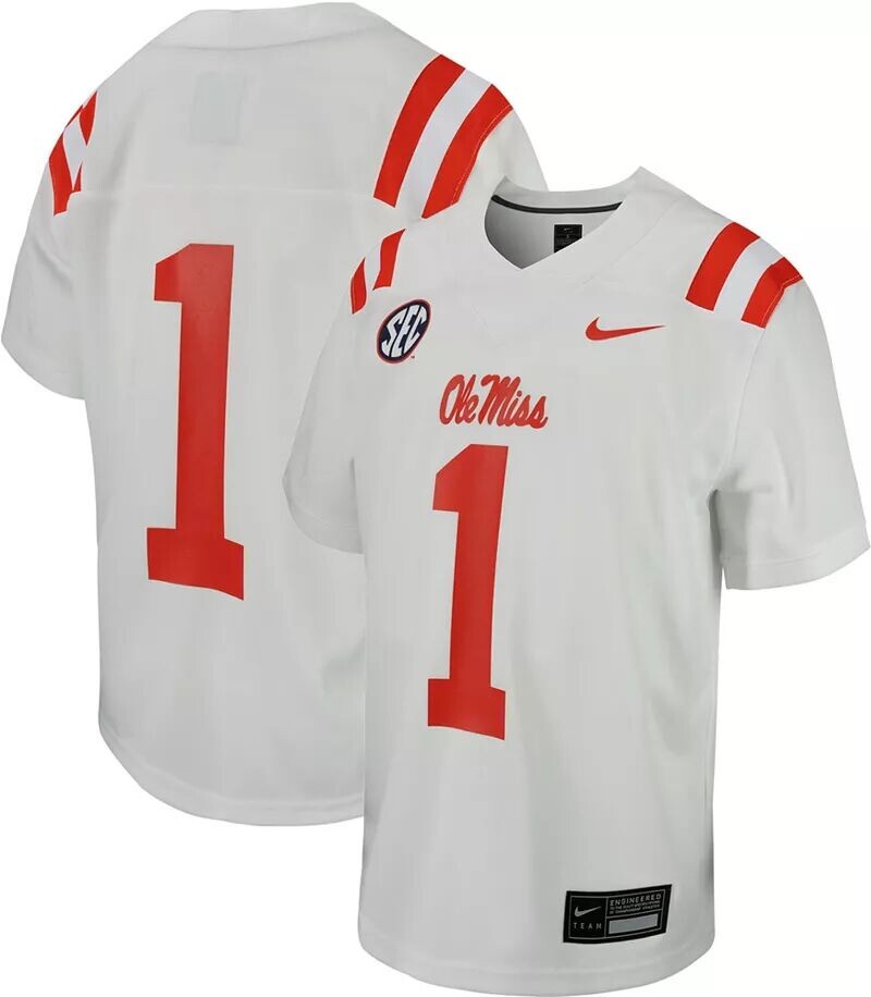 

Белая футбольная майка Nike Youth Ole Miss Rebels #1