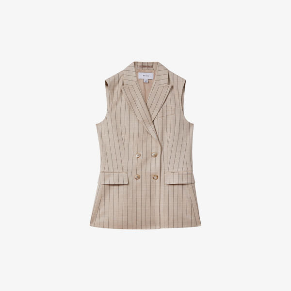 

Жилет odette в тонкую полоску из смесовой шерсти Reiss, цвет neutral