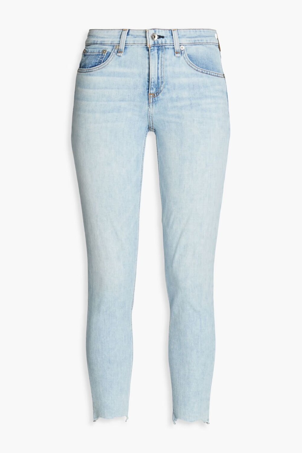 

Джинсы скинни со средней посадкой и потертостями Rag & Bone, легкий деним
