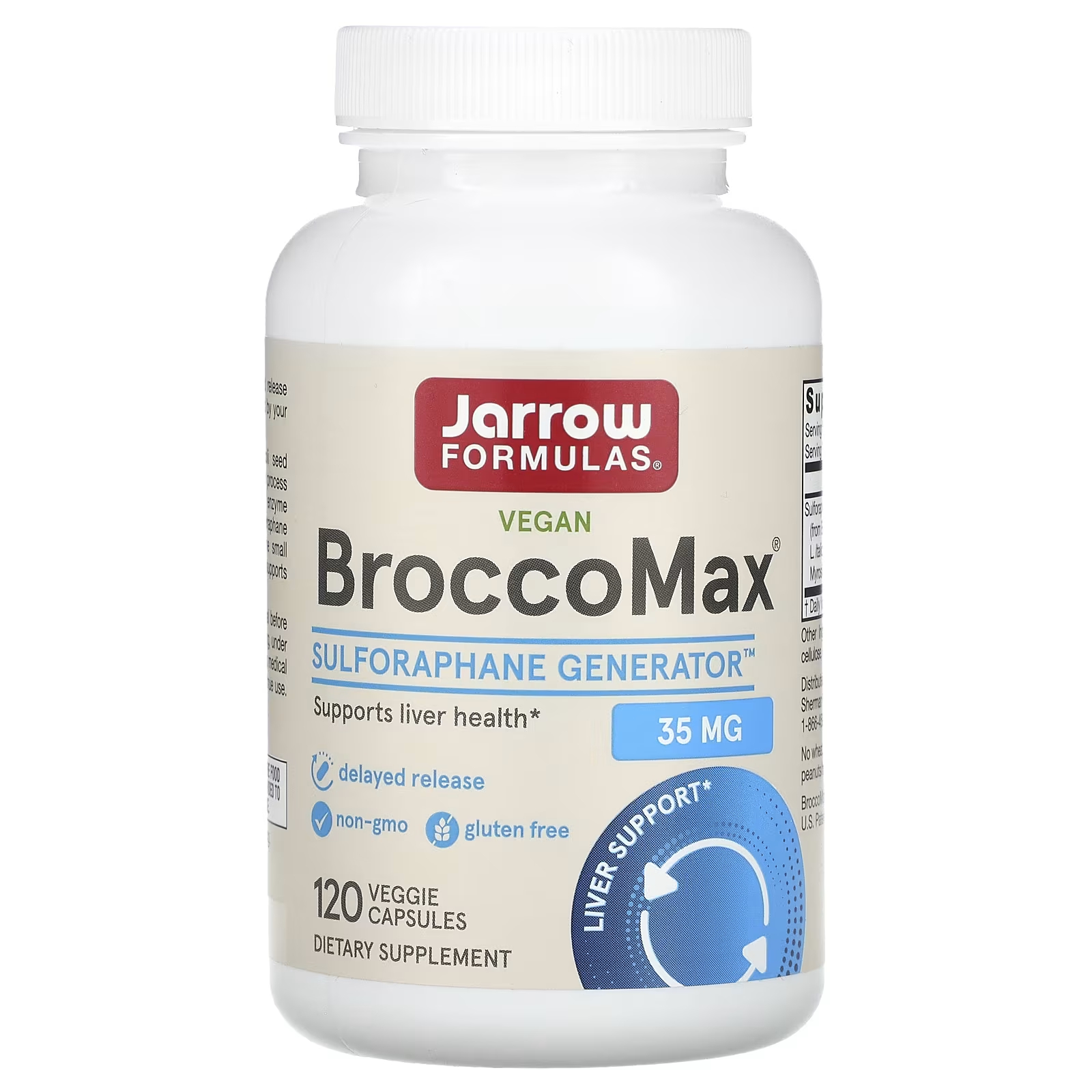 Веганский BroccoMax 35 мг 120 растительных капсул Jarrow Formulas jarrow formulas colostrum prime life 400 мг 120 растительных капсул