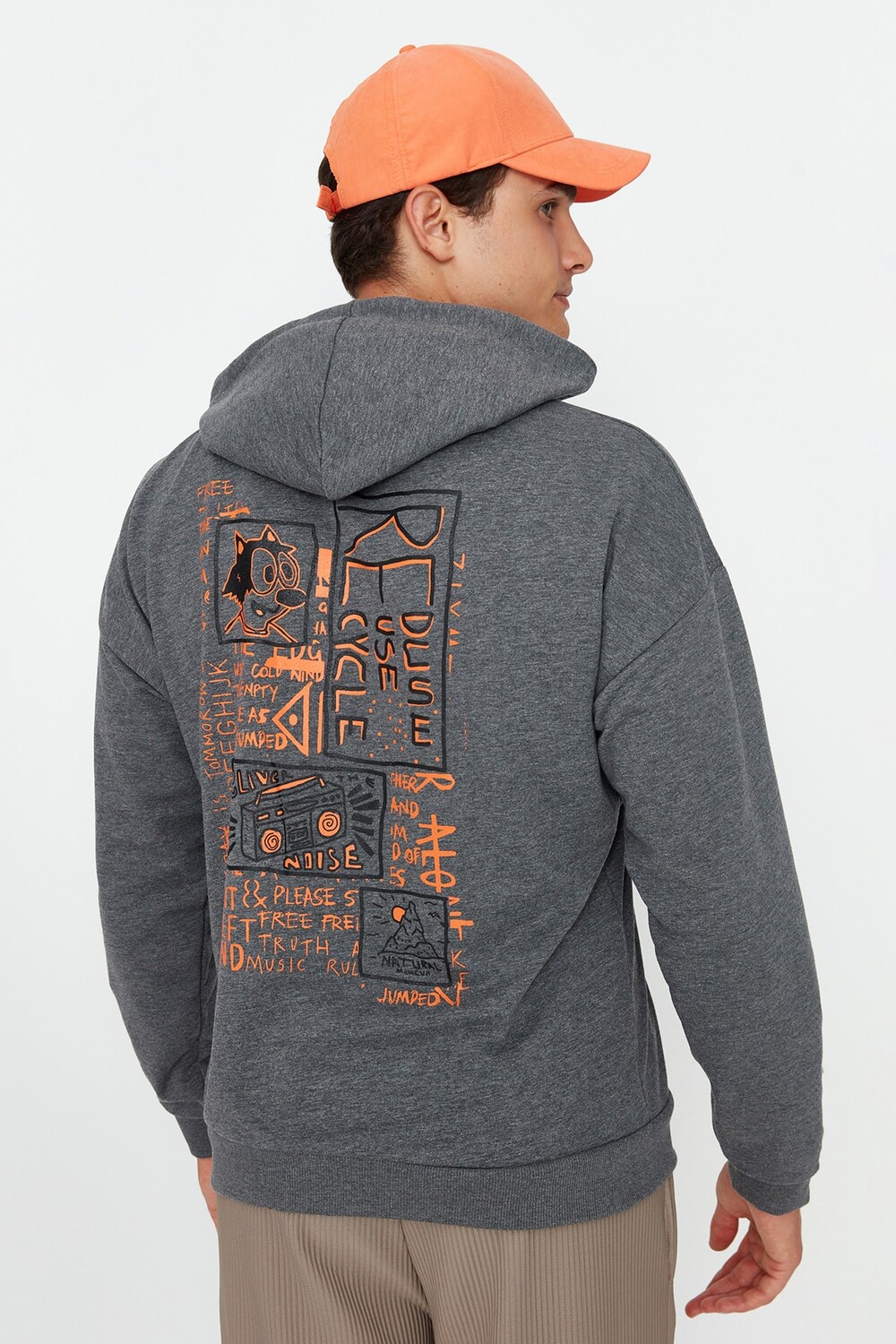 

Толстовка - Серый - Oversize Trendyol, серый