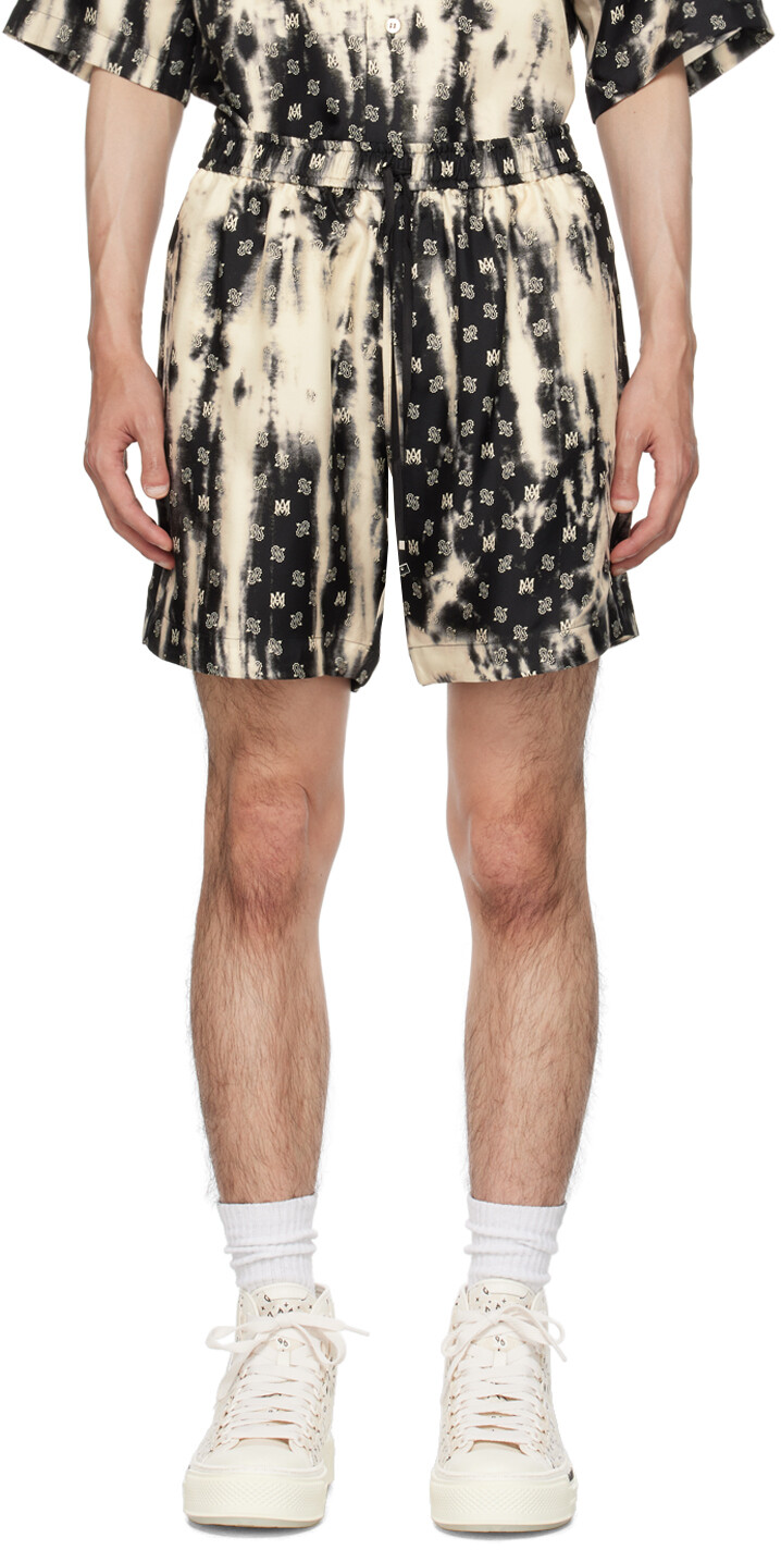 

AMIRI Черные отбеленные шорты M.A. с узором пейсли