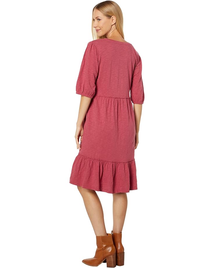 Платье Mod-o-doc Slub Jersey Short Sleeve Shirred Tiered Dress, цвет Red Canyon