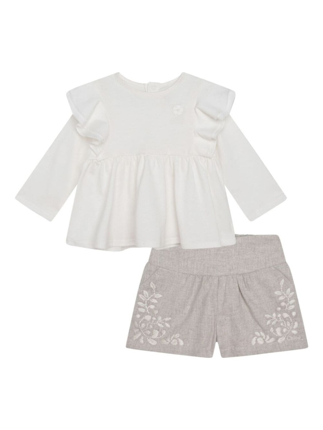 

Chloé Kids комплект из топа и шортов из органического хлопка, белый