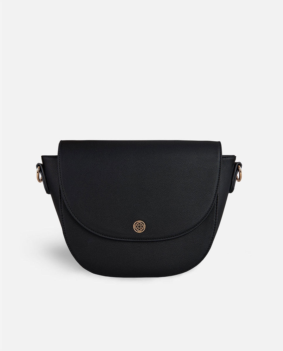 Средняя женская сумка через плечо с магнитной застежкой черного цвета Lonbali, черный
