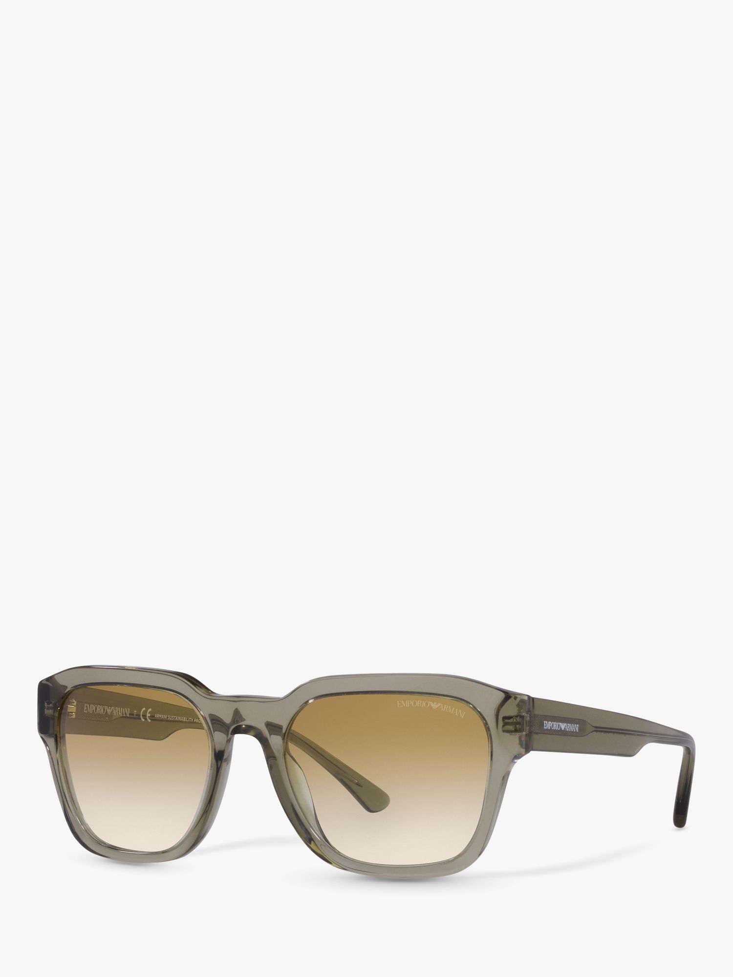 Emporio Armani EA4175 Мужские квадратные солнцезащитные очки, прозрачный зеленый/коричневый с градиентом