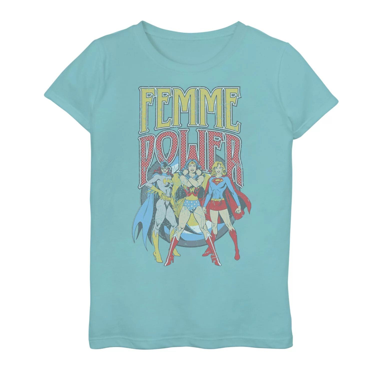 

Винтажная футболка Femme Power для девочек 7–16 лет с комиксами DC Comics «Лига справедливости» Licensed Character