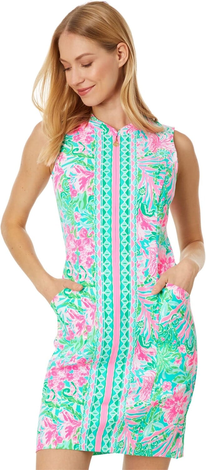 

Платье Кортни UPF 50+ Lilly Pulitzer, цвет Amalfi Blue Leaf It Wild Engineered Golf