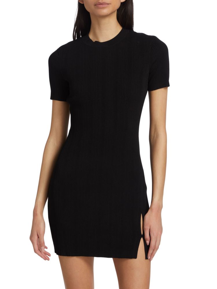 Мини-облегающее платье вязки в рубчик Frame, цвет Noir
