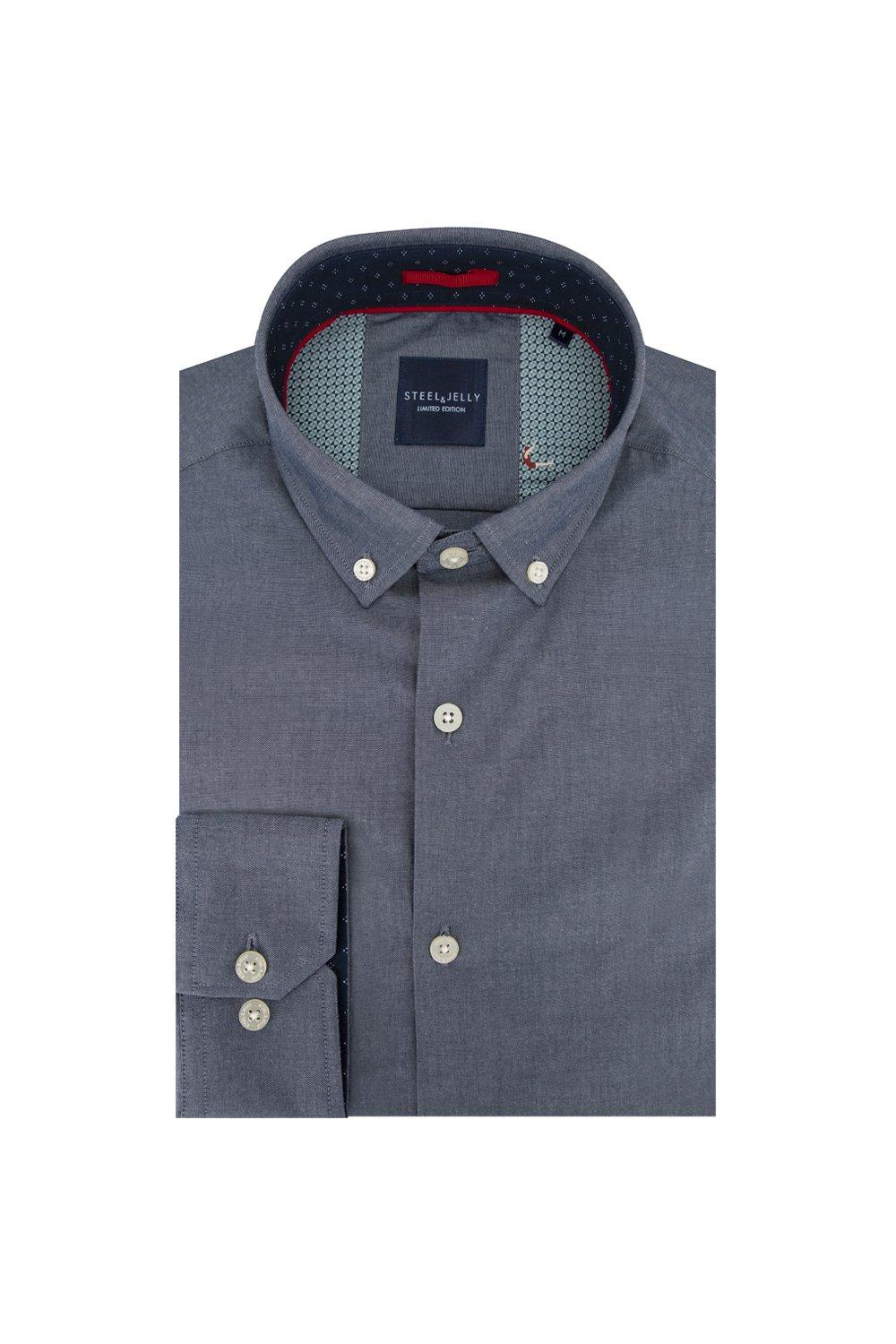 цена Рубашка узкого кроя из шамбре, ограниченная серия Steel & Jelly, темно-синий