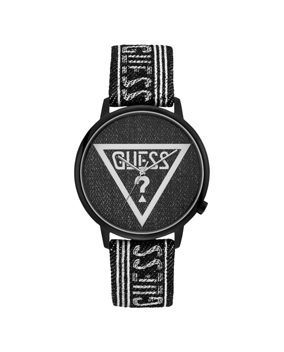 Часы-унисекс Originals V1012M2 из кожи с черным ремешком Guess, черный