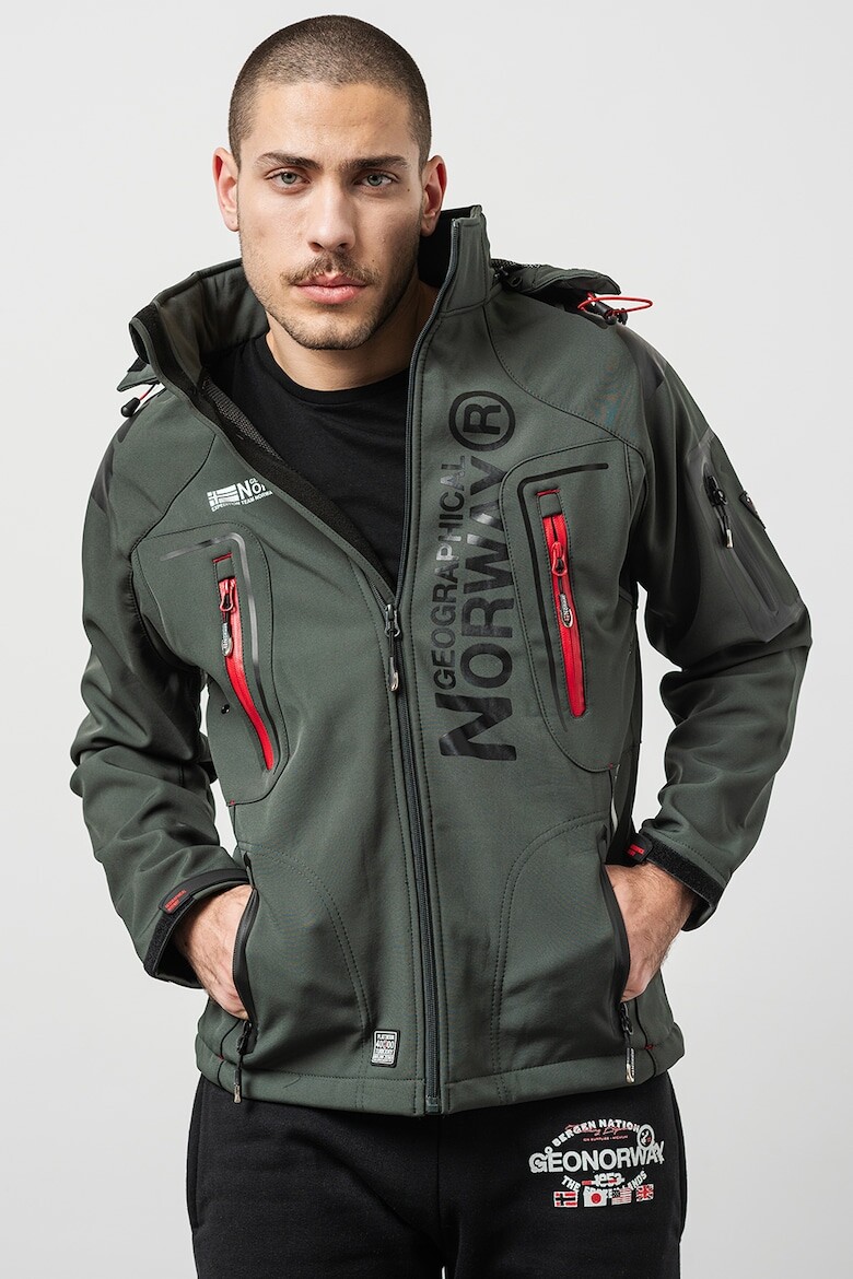 

Зимняя мужская куртка Techno с капюшоном и логотипом Geographical Norway, серый