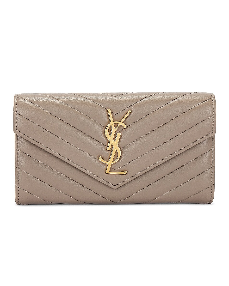 

Большой кошелек с клапаном Saint Laurent, цвет Greyish Brown