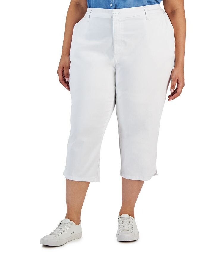 

Комфортные прямые капри больших размеров Style & Co, белый